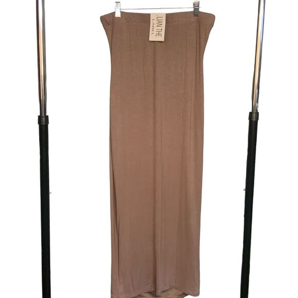 NWT Lian The Label Light Brown Stretch Dress Size Large - Picture 2 of 4